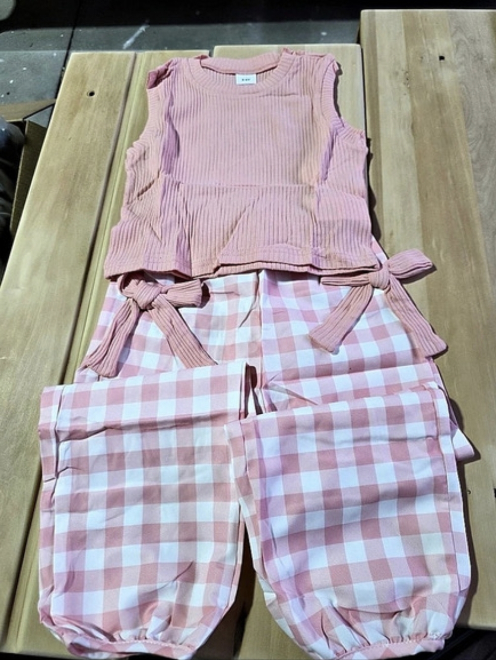 Girls Size 3-4Y Pink Gingham Matching Set